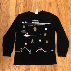 Gymboree Black Christmas Holiday Gamer Long Sleeve Shirt Size 10